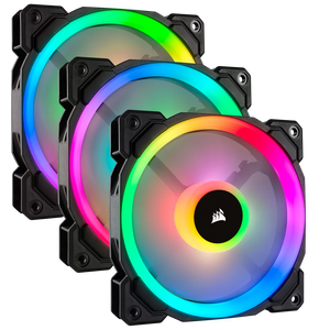 Corsair LL120 RGB 120mm Dual Light Loop RGB LED PWM Fan Pack with Lighting Node PRO (Black x 3)