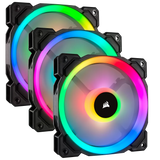 Corsair LL120 RGB 120mm Dual Light Loop RGB LED PWM Fan Pack with Lighting Node PRO (Black x 3)