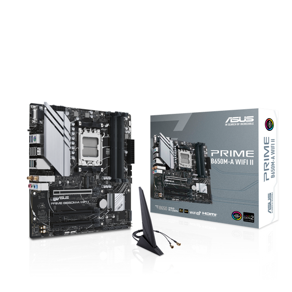 ASUS PRIME B650M-A WIFI II AMD B650 mATX DDR5 AM5 WIFI6 Aura Sync Motherboard