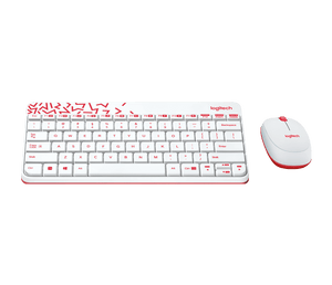 Logitech MK240 NANO Wireless Keyboard and Mouse Combo (white/ vivid red)