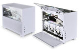 Lian Li Q58 Mini-ITX Mini Tower Aluminum Chassis, Tempered Glass, PCI4.0 Riser Card Cable Included (White)