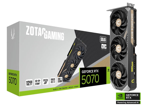 ZOTAC GAMING GeForce RTX 5070 SOLID OC 12GB GDDR7 192bit PCIE5.0 Graphics Card